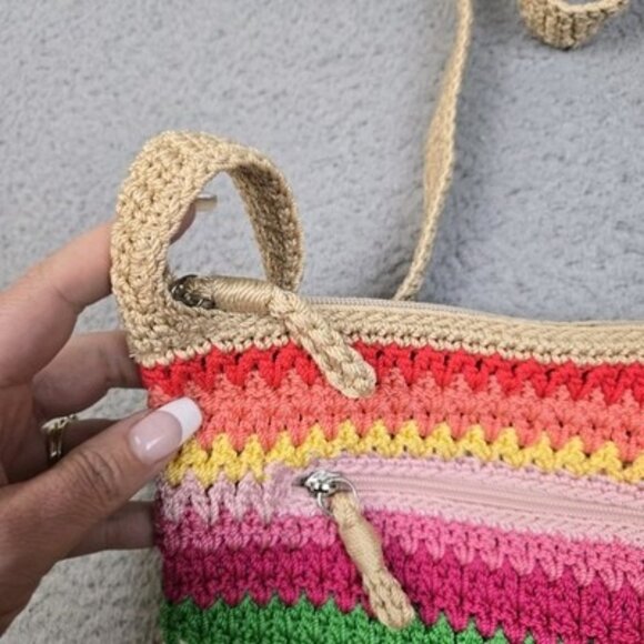 The Sak Crochet Crossbody Bag Rainbow Striped Boho Hippie Purse - Picture 5 of 9